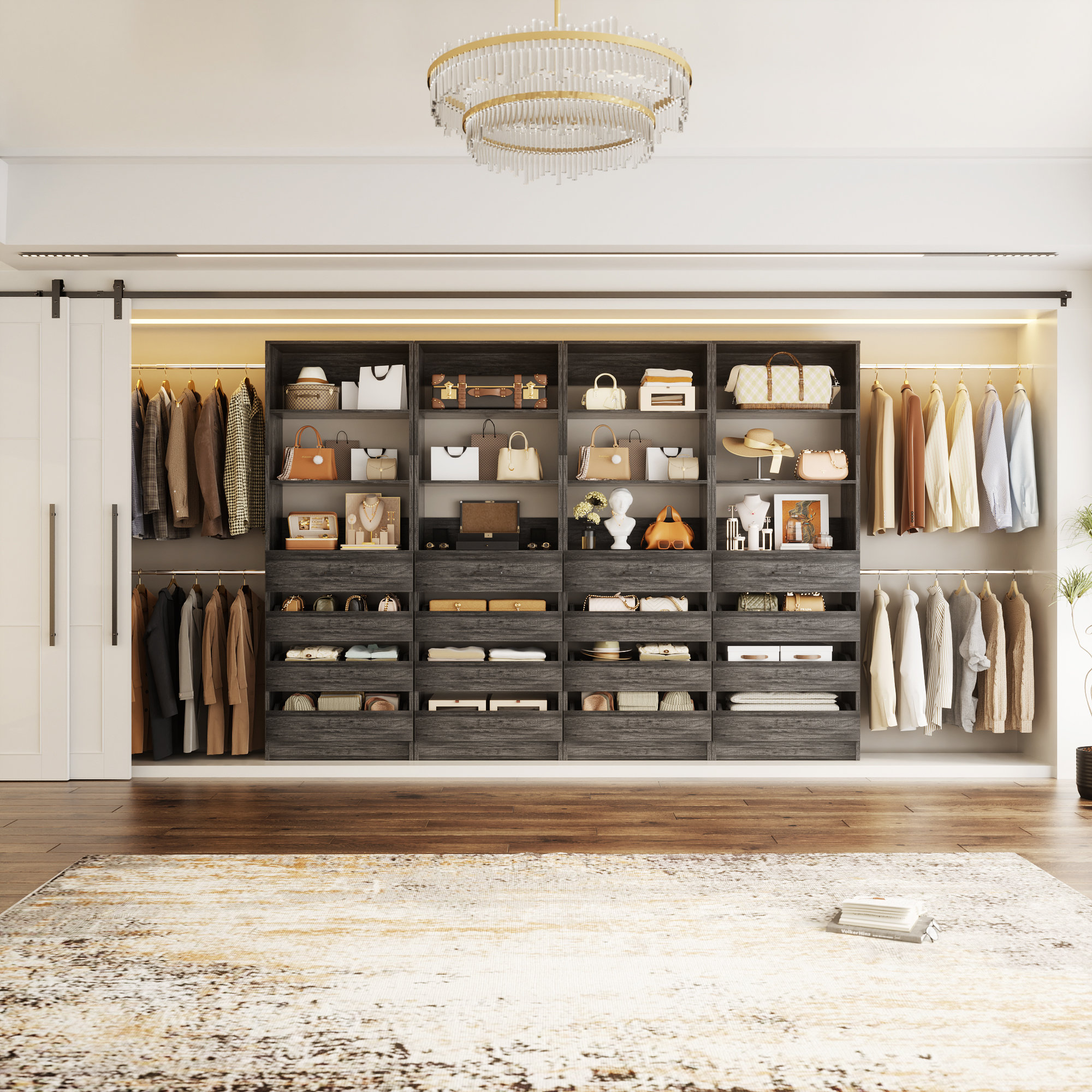 Rebrilliant 85.2"-462.8" Closet System With Drawers And Rods - Wayfair